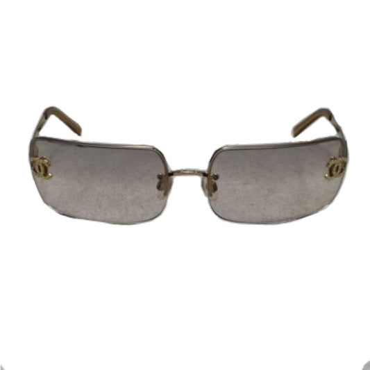 Chanel Rhinestone CC Logo Rose Gold Sunglasses