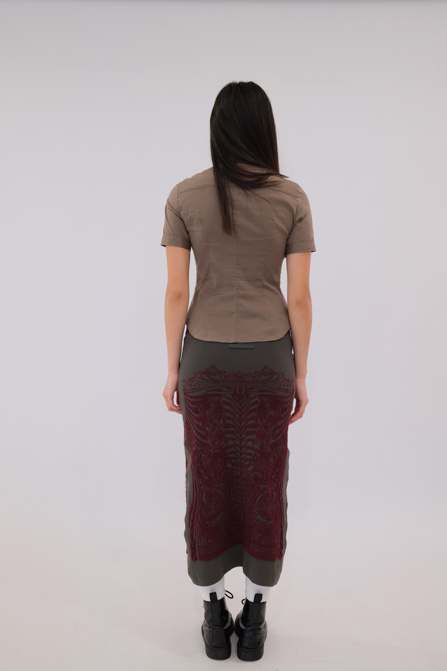Jean Paul Gaultier Tribal Knit Print Maxi Skirt w Belt