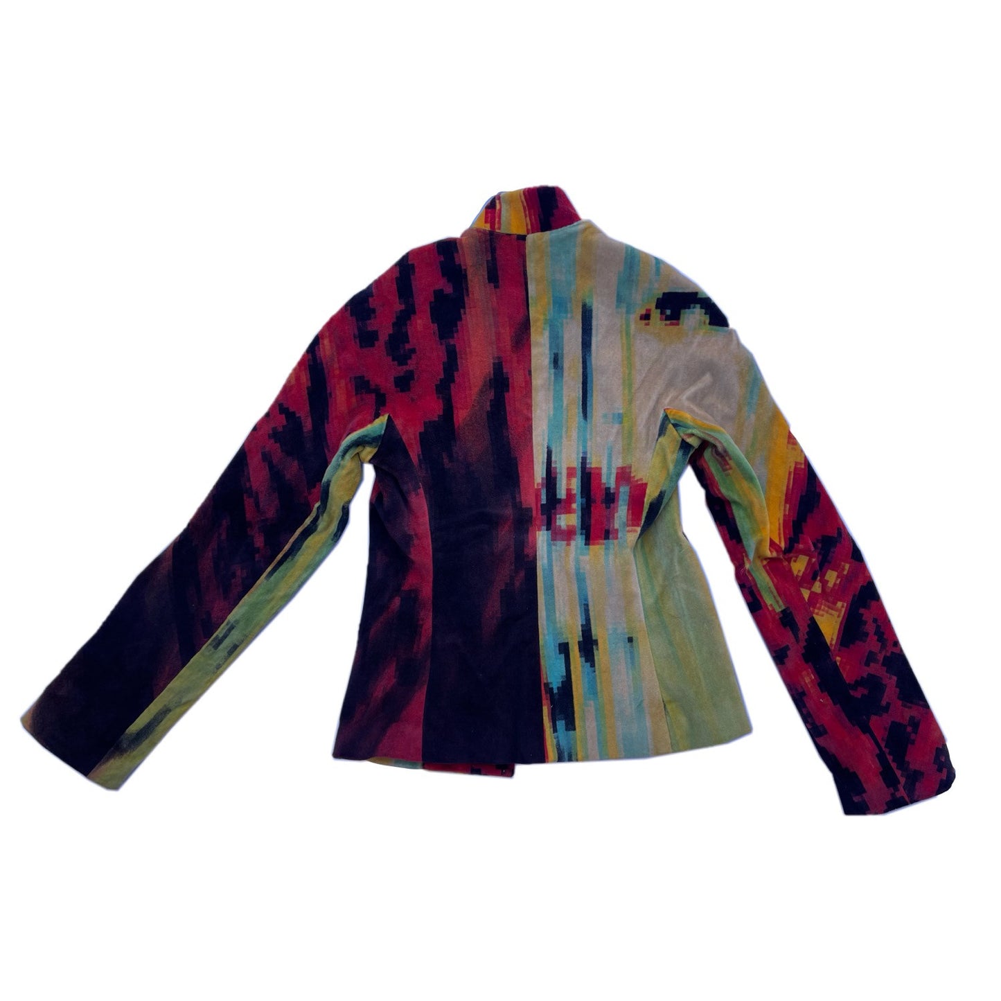 Roberto Cavalli Digital Graphic Print Velvet Mock Neck Jacket