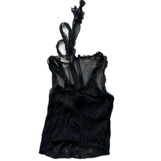 Dolce & Gabbana Silk Sheer Sless Corset Blouse w Wire & Rose Applique