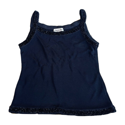 Christian Dior Knit Metallic Tinsel Trim Tank Top