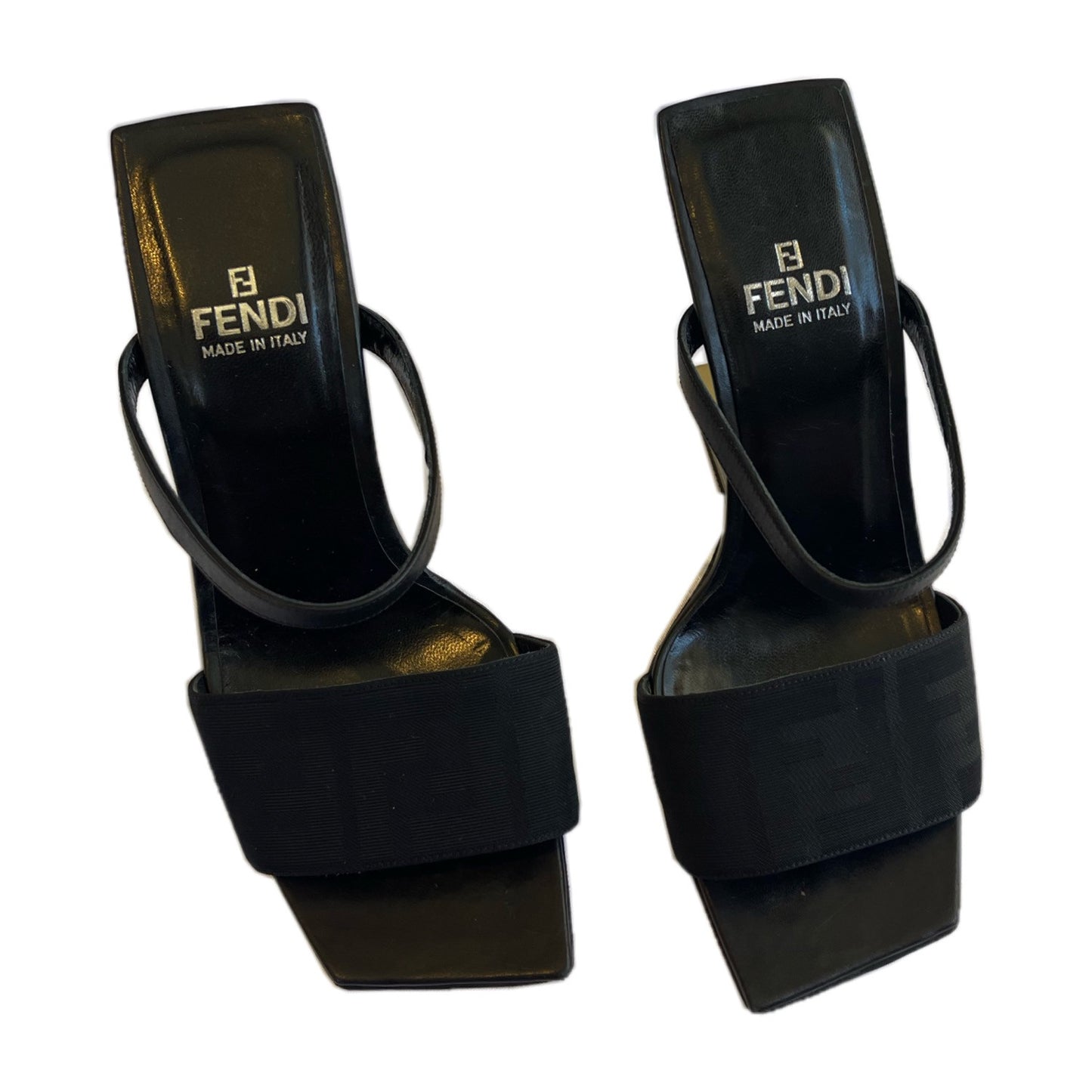 Fendi Black Zucca Z Irregular Shape Heel