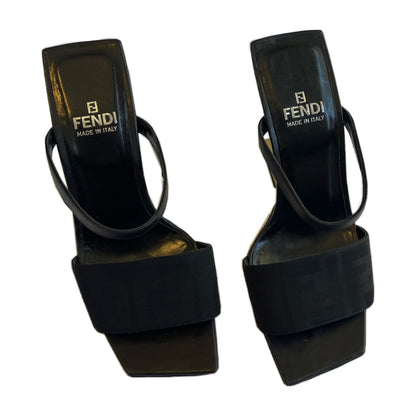Fendi Black Zucca Z Irregular Shape Heel