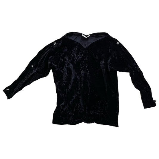 Yves Saint Laurent Velvet Sweetheart Neck Cut Out Jewelled Sleeve Top