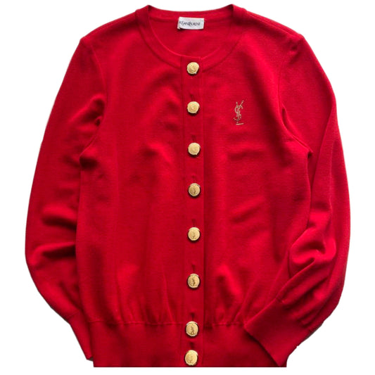 Yves Saint Laurent Studded Logo LS Button Down Cardigan