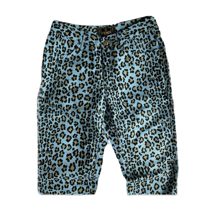 Fendi Blue Leopard Print High Waisted Jeans