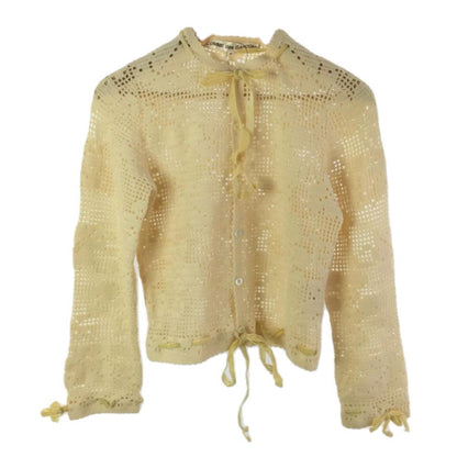 Comme Des Garcons Crochet Floral Knit w Ribbon Cardigan