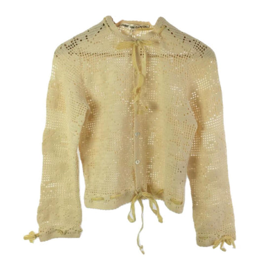 Comme Des Garcons Crochet Floral Knit w Ribbon Cardigan
