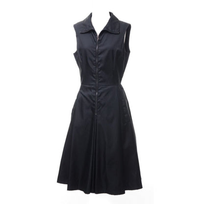 Prada Nylon Mock Neck Zip Down Sless Babydoll Dress