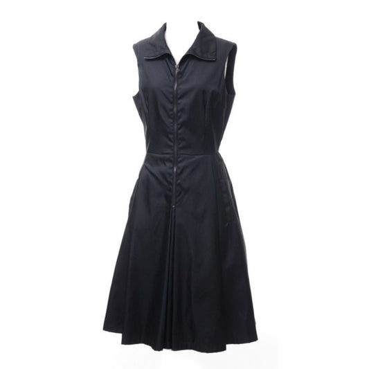 Prada Nylon Mock Neck Zip Down Sless Babydoll Dress