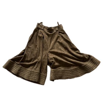 Loewe Suede Tan Pleated Circle Hemmed Shorts