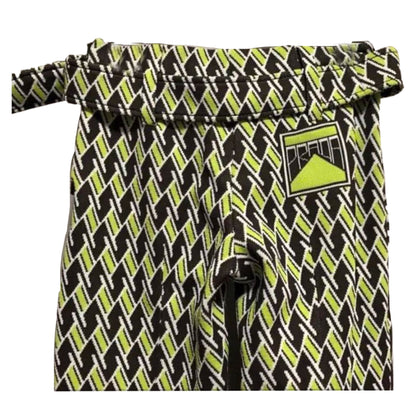 Prada Ski Knit Tile Print Belt Flare Pants