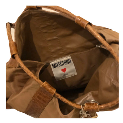 Moschino Tan Nylon/Leather One Shoulder Backpack