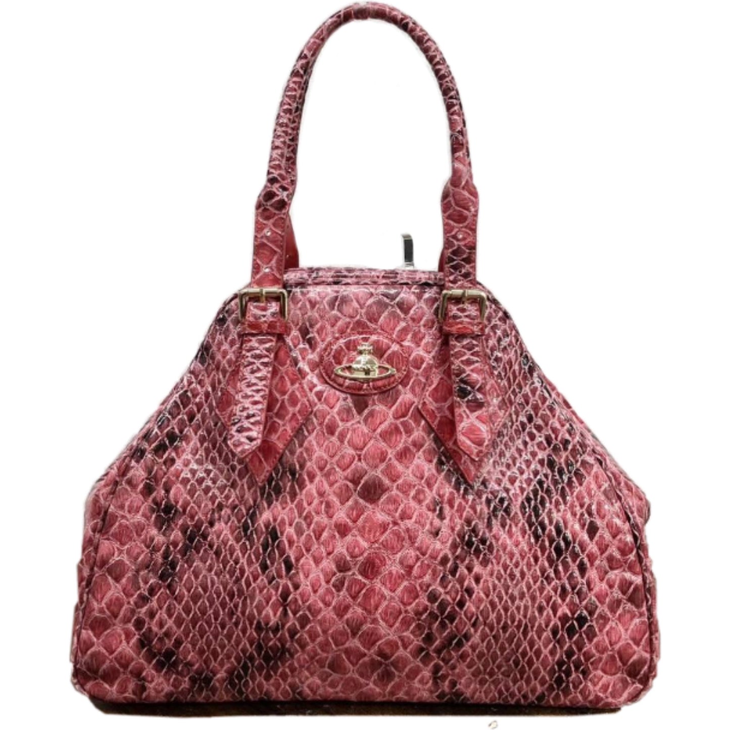 Vivienne Westwood Pink Reptile Scale Leather Top Handle Bag