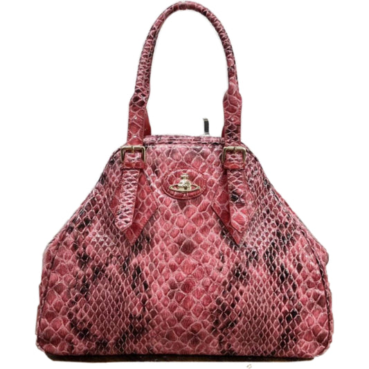 Vivienne Westwood Pink Reptile Scale Leather Top Handle Bag