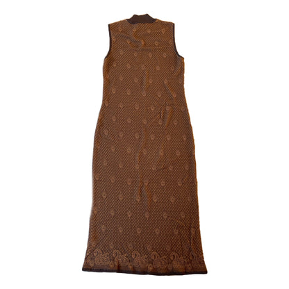 Yves Saint Laurent Paisley Mock Neck Knit Sless Maxi Dress