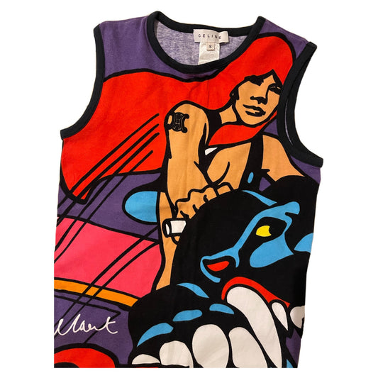 Celine Cartoon Motorbike Logo Tank Top