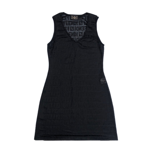 Fendi Logo Sheer Black Bodycon Dress