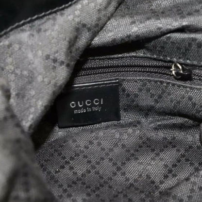 Gucci Large Black Coated Canvas Bamboo Handle Tote Bag