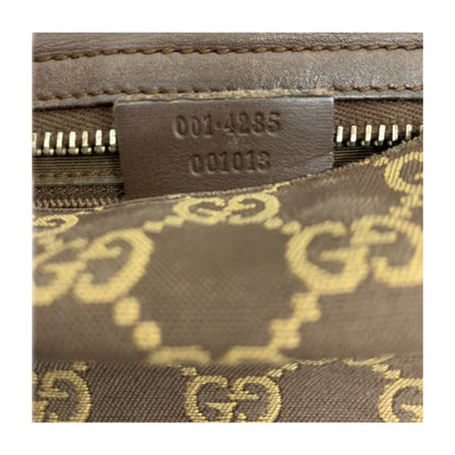 Gucci Monogram Leather Strap Canvas Handbag