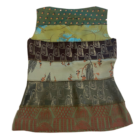 Jean Paul Gaultier Multi Print Stripe Boat Neck Sless Top