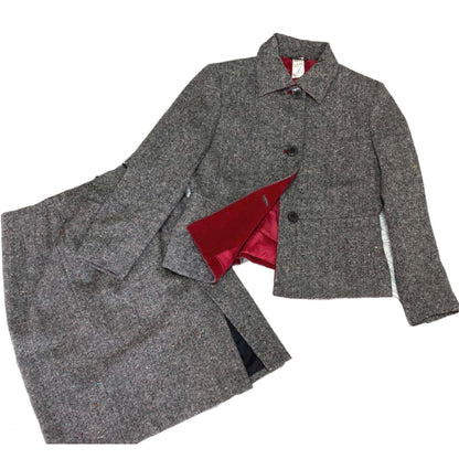 Gianni Versace Tweed Wool Speckle Blazer Skirt Two Piece Set