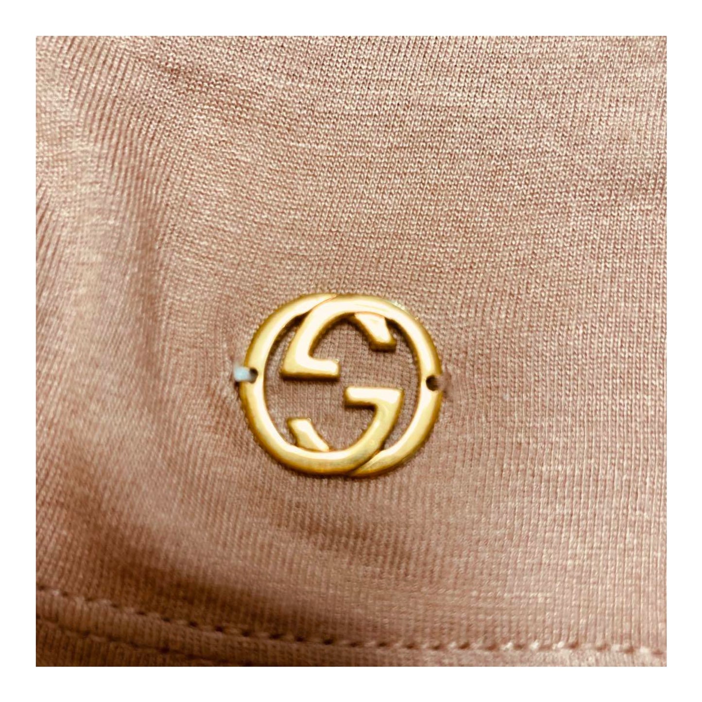 Gucci LS Scoop Neck Drape Metal Logo Top