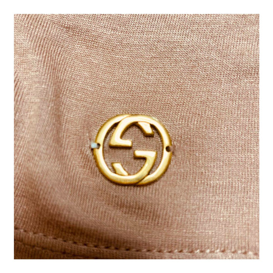 Gucci LS Scoop Neck Drape Metal Logo Top