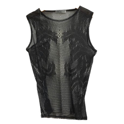 Issey Miyake Mesh Assymetrical Digital Scale Print Tank Top