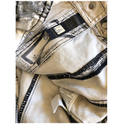 Roberto Cavalli Graffiti Grey/White Bustier Denim Jacket