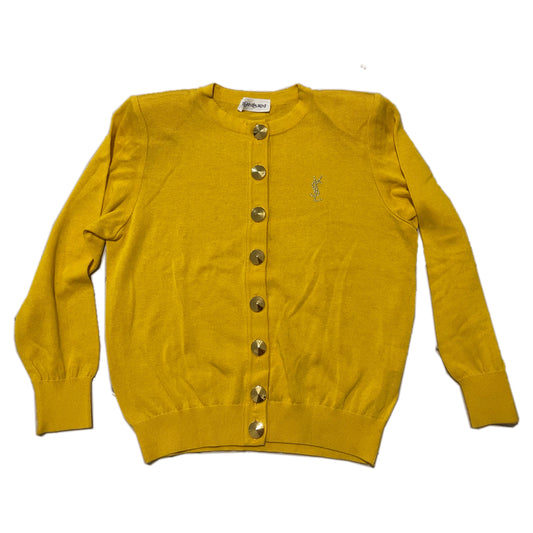 Yves Saint Laurent Logo LS Gold Button Knit Cardigan