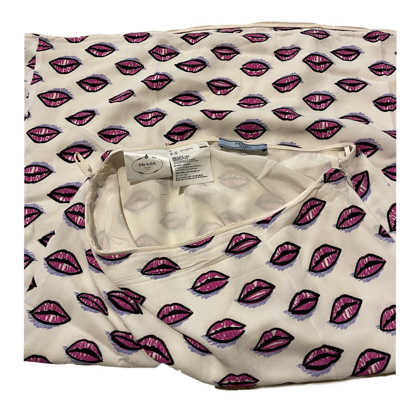 Prada Kiss Lips Midi Flare Skirt
