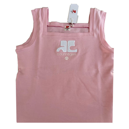 Courreges Square Neck Logo Tank Top