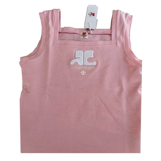 Courreges Square Neck Logo Tank Top