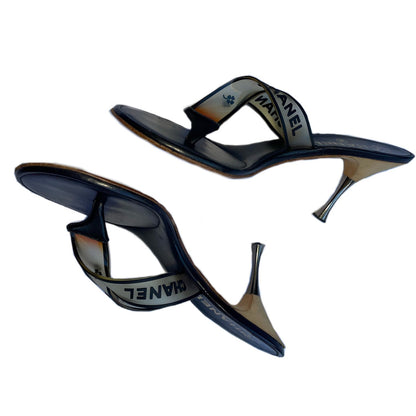 Chanel Rubber Logo Thong Sandal Heels