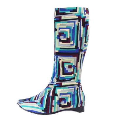 Emilio Pucci Velvet Pattern Knee High Boots