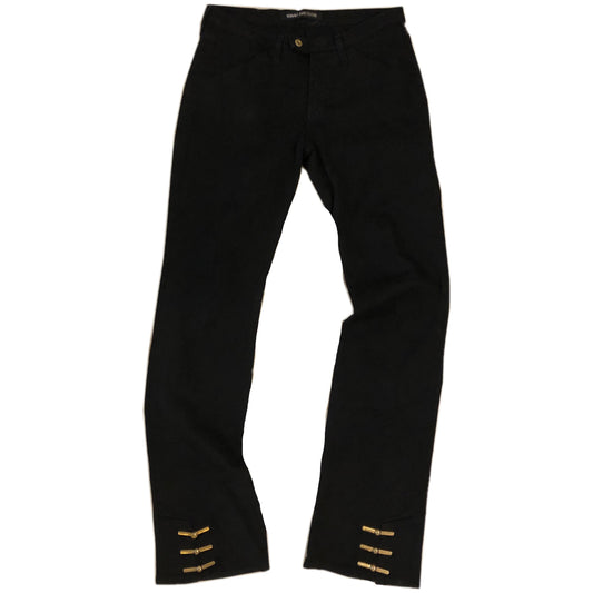 Versace Jeans Couture Black Low Rise Medusa Gold Link Hem Jeans