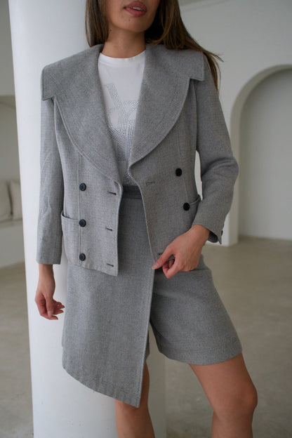 Courreges Sailor Collar Tweed Skort Suit
