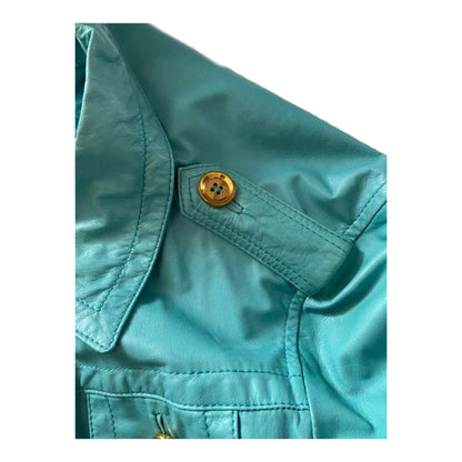 Gucci Leather Gold Button Military Jacket
