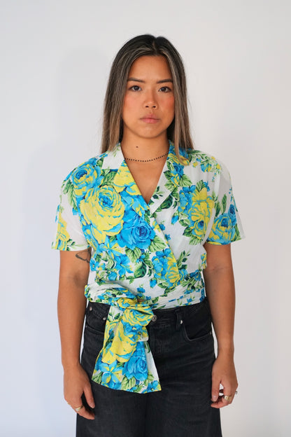 Christian Dior Sports Floral SS Wrap Blouse