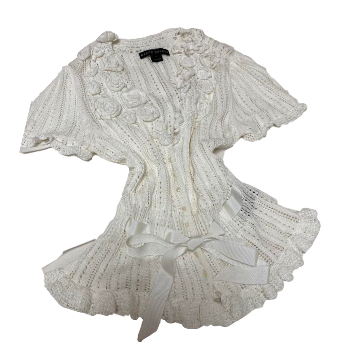 Ralph Laurent Floral SS Crotchet Lace Cardigan