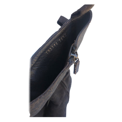 Gucci Black/Brown Monogram Kitten Heel Mid Calf Boot