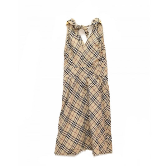 Burberry Blue Label Beige/Black Nova Check Halterneck Babydoll Dress Dress