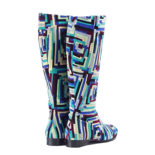 Emilio Pucci Velvet Pattern Knee High Boots