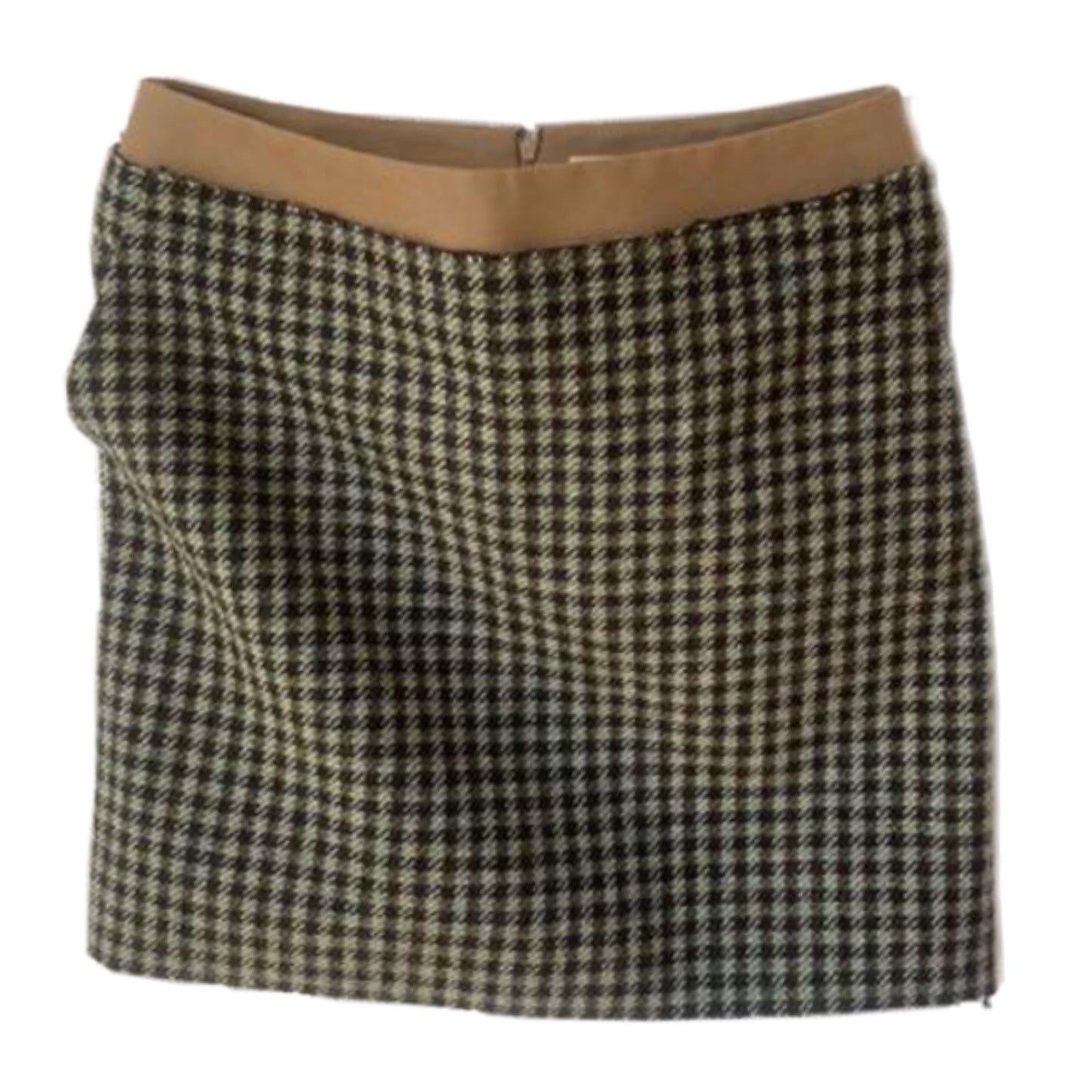 Celine Wool Checkered Skirt w Plain Cotton Waist