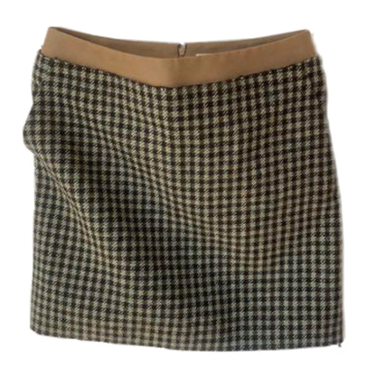 Celine Wool Checkered Skirt w Plain Cotton Waist