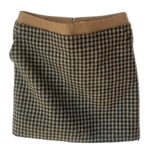 Celine Wool Checkered Skirt w Plain Cotton Waist