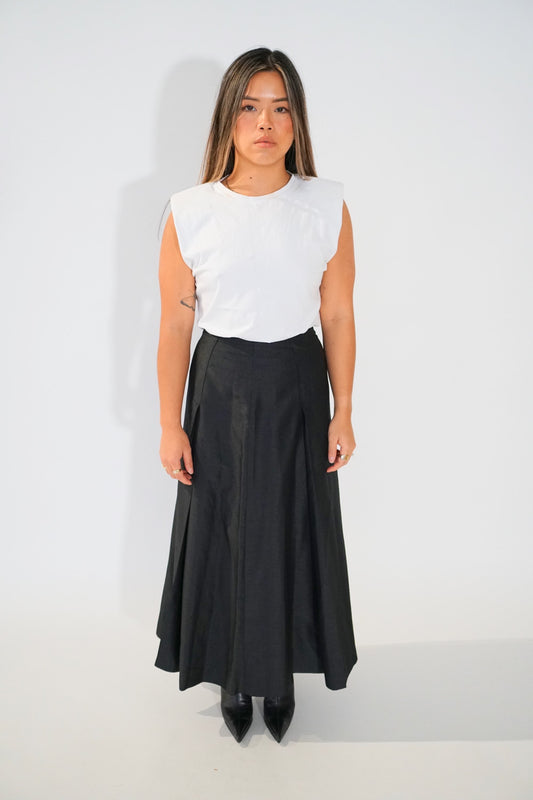 Balenciaga Black Maxi Silk Skirt