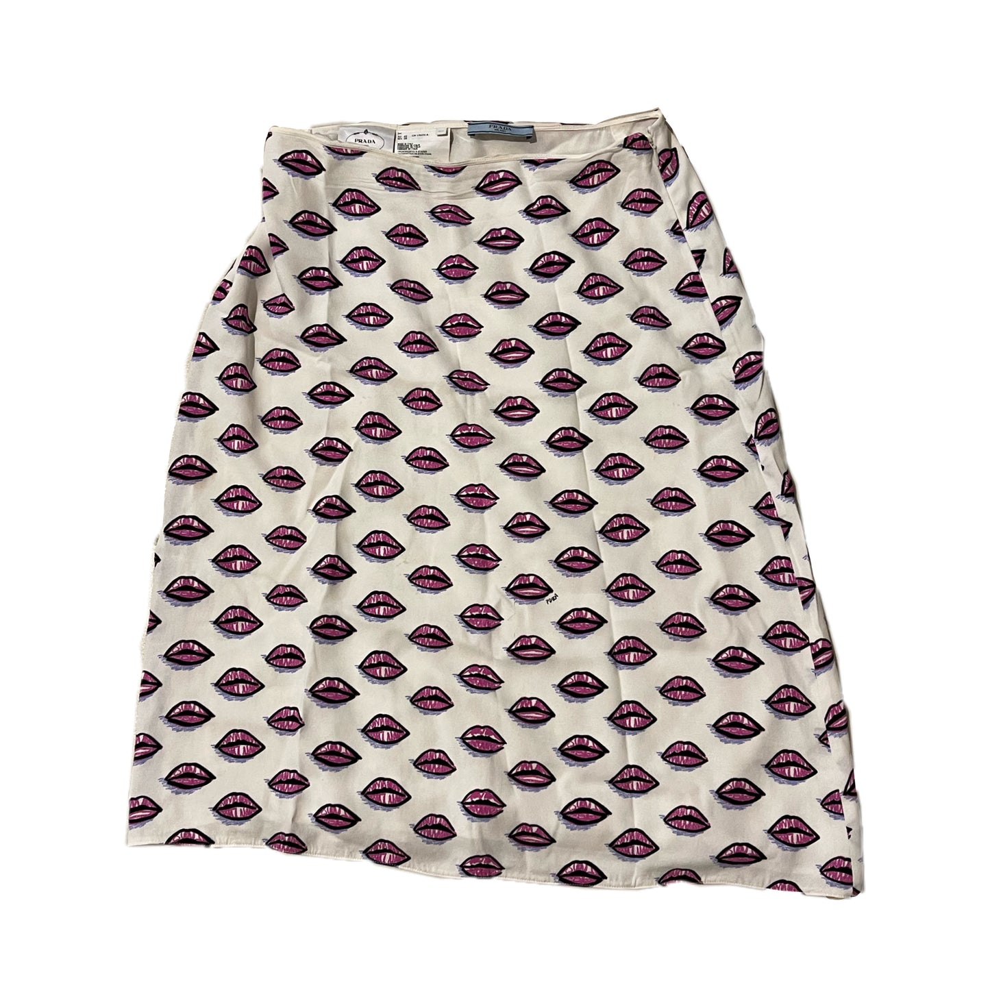 Prada Kiss Lips Midi Flare Skirt