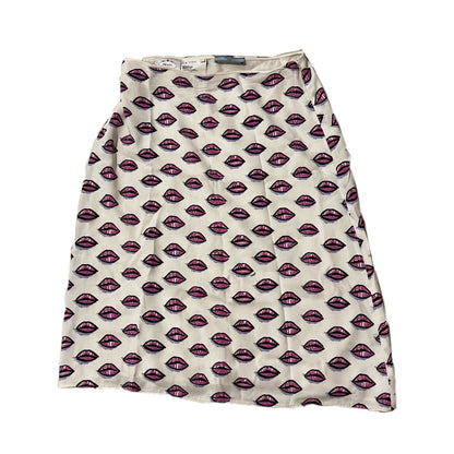 Prada Kiss Lips Midi Flare Skirt